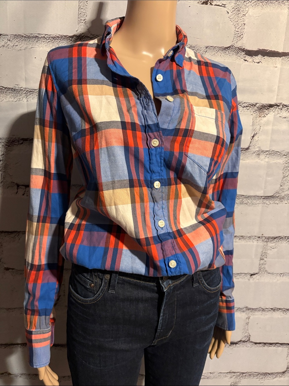 J. Crew Perfect Fit Women’s Plaid Button Down Top Size XS